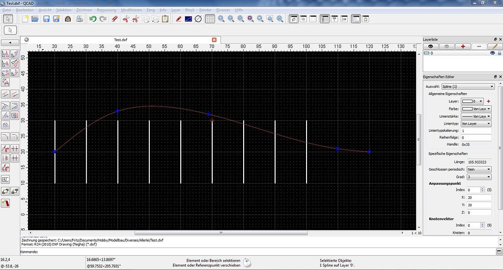 Trimmen bei Splinelinien - QCAD Professional - QCAD Forum
