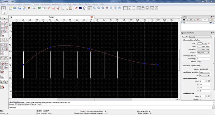 Trimmen bei Splinelinien - QCAD Professional - QCAD Forum