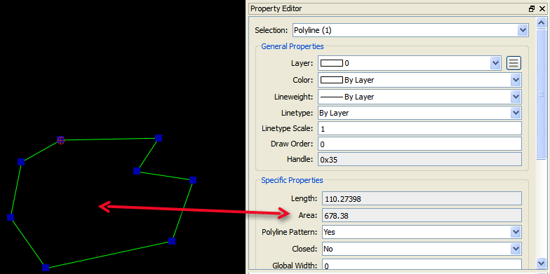 Auto calculation of polyline or hatch surface in properties - QCAD 'How ...